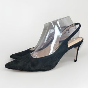 Banana Republic Suede Black Slingback Pointed Toe Stiletto‎ Heels Women's 9